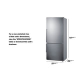 Summit 28" Wide Bottom Freezer Refrigerator FFBF283SS