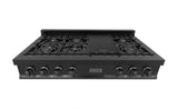 ZLINE 48" Porcelain Gas Stovetop in Black Stainless with 7 Gas Burners and Griddle  RTB-48