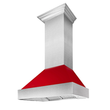 ZLINE Ducted ZLINE DuraSnow Stainless Steel® Range Hood with Red Gloss Shell (8654RG)